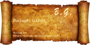 Balogh Girót névjegykártya